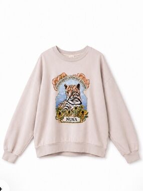 NWT Nuna Sisters Tigrillo Vainilla Oversized Graphic Sweatshirt Medium